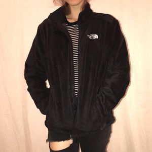 black super fuzzy north face zip up